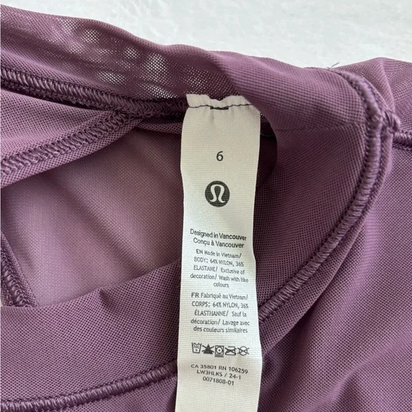 Lululemon Keyhole Mesh Long Sleeve Top Grape Thistle Size 6 NEVER WORN - Picture 3 of 10
